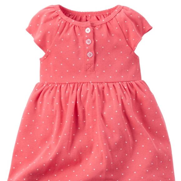 Carter's Orange / Peach Sunsuit Dress Tiny Hearts, 6 months - Picture 1 of 5